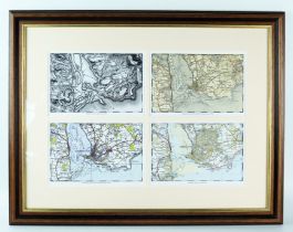 Four mounted and framed Ordnance survey maps of Exmouth dating from, 1809, 1899, 1946 and present