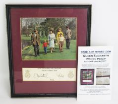 A Queen Elizabeth and Prince Philip 1968 Signed Presentation Display with COA