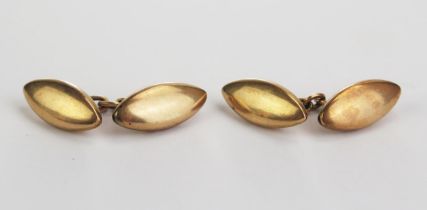 A Pair of Antique 10ct Gold Lozenge Shaped Cufflinks, 6.2g