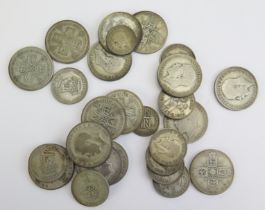 A Selection of GB .50 Silver Coins, c.220g