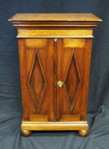 A 19th century mahogany cabinet, with moulded cornice, and a pair of panelled cupboard doors