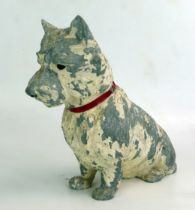 A painted spelter model of a Scottish Terrier, 21cm high.