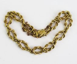 A Heavy Unmarked Yellow Metal Fancy Link Bracelet, KEE tested as 15ct, 16.94g