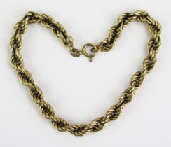 A 9ct Gold Rope Twist Bracelet, 8.5" (21.5cm), 8.9g