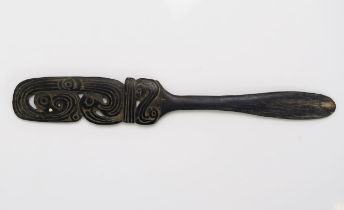 A Massim lime spatula, Trobriand Islands, Papua New Guinea, the blade17.5cm long.30 with pierced