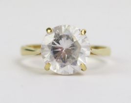 An 18ct Gold and CZ Solitaire Ring, hallmarked, 10mm stone, size O.5, 3.91g