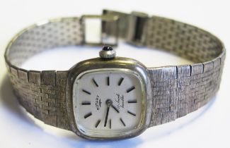 A ROTARY Ladies Silver Cased Wristwatch on a silver strap. Needs attention