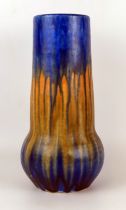 William Howson Taylor for Ruskin pottery elephant's foot vase with crystalline blue and yellow
