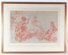 After William Russell Flint, 'Discussion' limited edition print, published 1969, signed in pencil by