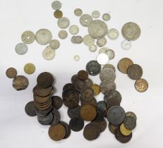 A Selection of Georgian, Victorian and later Coins including silver crowns and 1876 Maundy penny