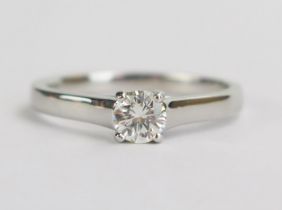 A Platinum and Diamond Solitaire Ring, stamped 950, size L.5, 3.96g, 4.1mm diameter stone