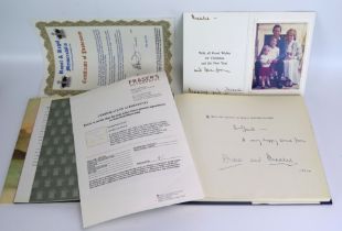 A Prince Charles and Princess Diana Signed Christmas card tom The Hon. Charles Tryon with COA and