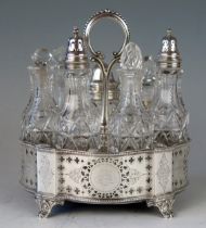 A Victorian silver oval cruet stand, maker John, Edward, Walter & John Barnard, London, 1871,
