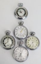 A BREITLING SPRINT Stopwatch (caliber 411 movement. Running), three Ingersoll pocket watches (