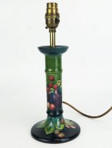 A Moorcroft pottery table lamp, in the form of a candlestick with Pomegranate and Finches pattern,