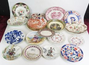 A collection of Victorian and later plates, includes serving dishes, ribbon plates, cheese plate,