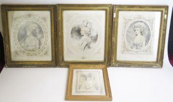 After John Downman (1750-1824) Four coloured lithographs, Portraits of ladies, published 1909 and