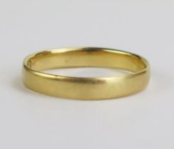 A Victorian 18ct Gold Plain Wedding Band, 3mm wide, size L.5, London 1884, JC, 2g