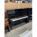 Yamaha (c1988) A Model U30BL 131cm upright piano in a traditional bright ebonised case. There is VAT