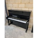 *Yamaha (c1990) A 121cm Model U10A upright piano in a bright ebonised case. There is VAT on this