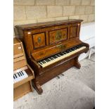 TG Payne (c1890) An upright piano in a painted satinwood case decorated with cherubs, swags and