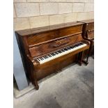 Steinway (c1938) A Model Z upright piano in a walnut case; together with a duet stool. IRN: 7FMKMDA2