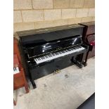 Yamaha (c2014) A Model U1PE upright piano in a bright ebonised case; together with a matching duet