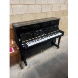 Boston (c2003) A Model UP-118 upright piano in a bright ebonised case; together with a matching