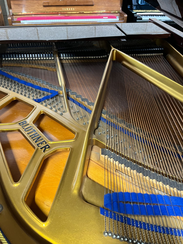 Blüthner (c1982) A 5ft 10in Style 10 grand piano in a bright mahogany case on square tapered legs; - Image 8 of 9