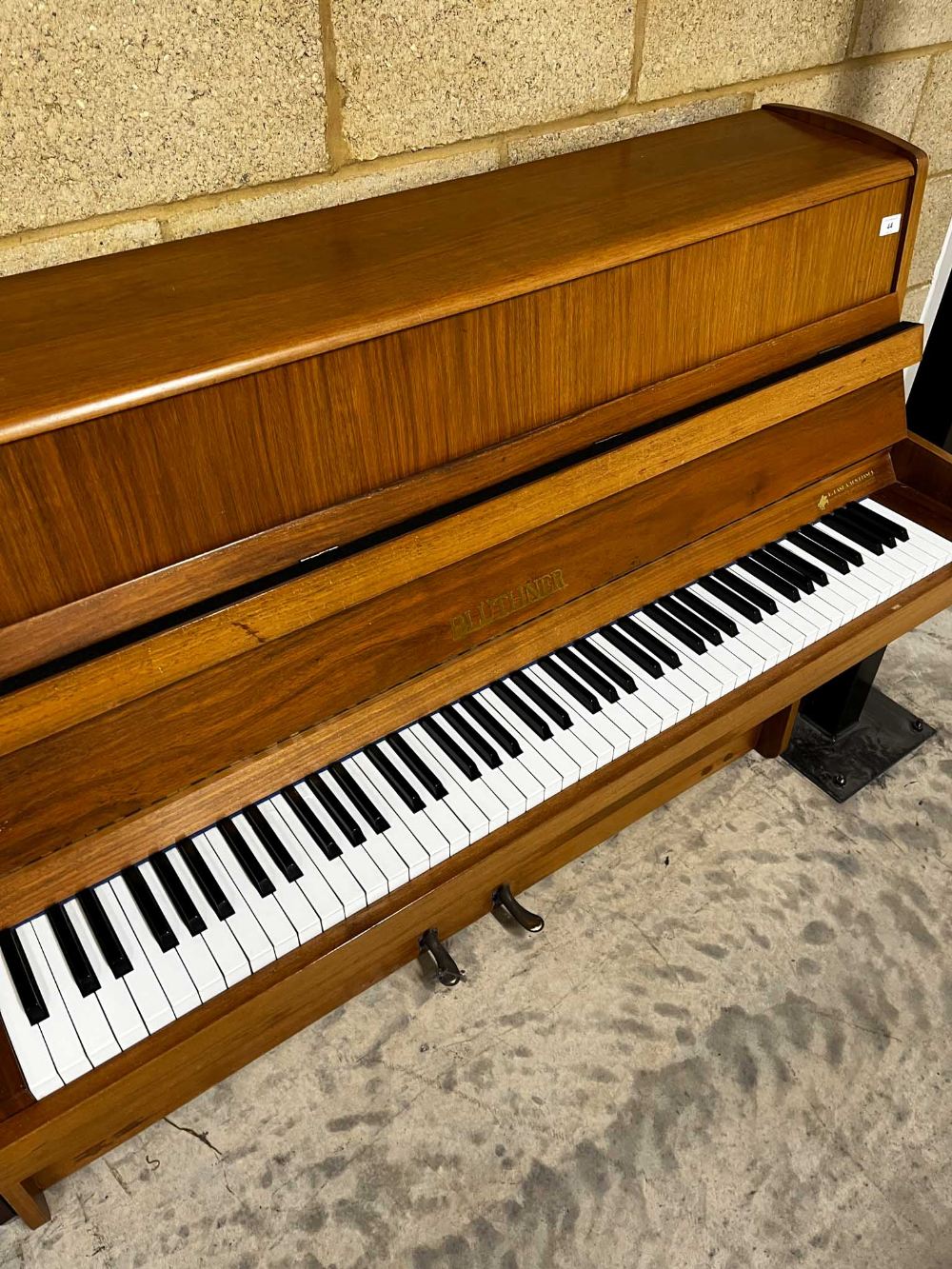 Blüthner (c1976) A Model 112 upright piano in a modern style walnut case. - Image 2 of 4