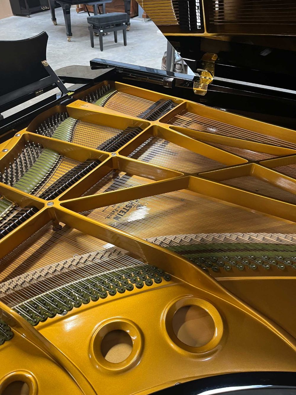 Bechstein (c1985) A 9ft 2in concert grand piano in a bright ebonised case on square tapered legs. - Image 6 of 10