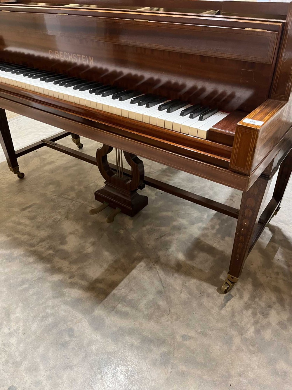 Bechstein (c1900) A 6ft 7in Model B grand piano in a mahogany and satinwood banded case on dual - Image 3 of 9