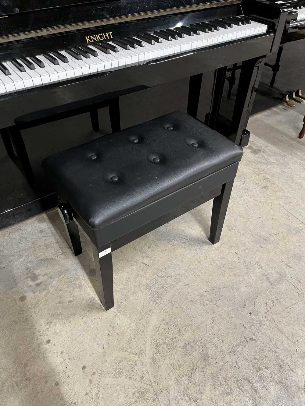 Knight (c1996) A Model 120 upright piano in a bright ebonised case; together with a matching stool. - Image 5 of 5