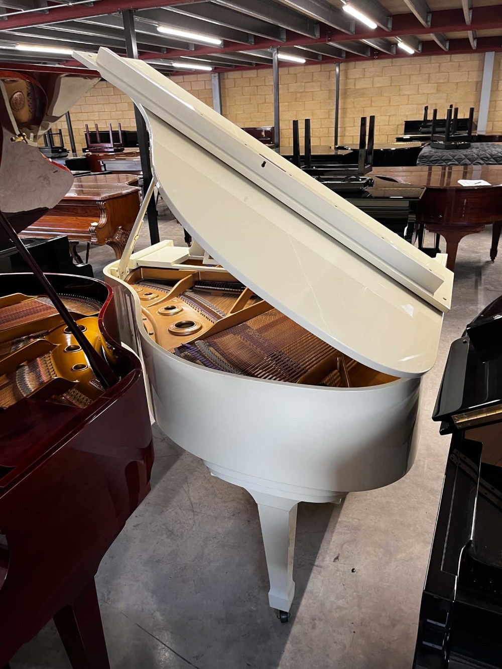 Kawai (c1984) A 5ft 1in Model KG-1D grand piano in a cream case on square tapered legs; together - Image 7 of 8