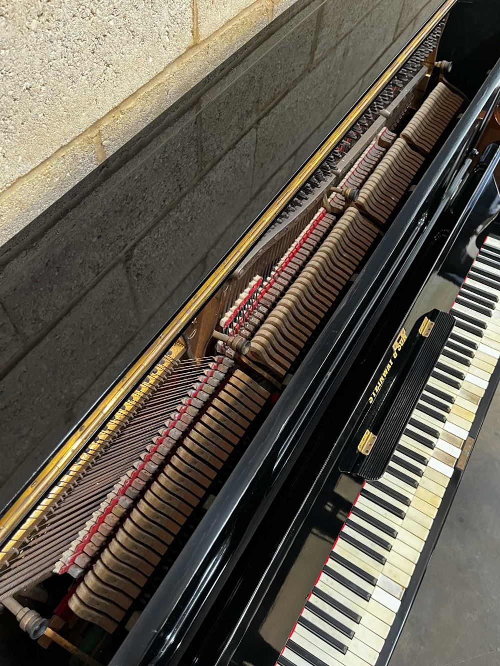 Steinway (c1923) A Model K upright piano in an ebonised case; together with a stool. IRN: V181G9S3 - Image 5 of 6