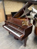 Steinway (c1989) A 5ft 10in Model O grand piano in a bright mahogany case on square tapered legs.