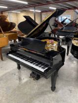 Steinway (c1914) A 5ft 10in Model O grand piano in a bright ebonised case on square tapered legs;