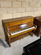 Steinway (c1957) A Model Z upright piano in a walnut case with cabriole leg supports; together