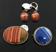 A selection of banded carnelian and other agate jewellery comprised of 11 pendants including two