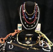 A gold plated Italian style necklace and earrings suite with contrasting finish, the necklace with