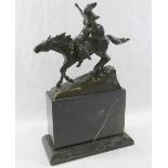 A Valkyrie on horseback, bronze, signed Schmidt-Felling, on raised rectangular stepped plinth, 28.