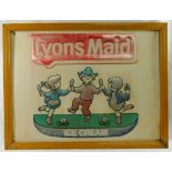 A tin 'Lyons Maid Ice Cream' advertising sign, 45cm x 60cm, housed in metal frameCONDITION REPORTS &