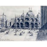 Derek Bridgwater (1899 - 1983), 'The Pizza San Marco', charcoal drawing, signed and numbered 5/70