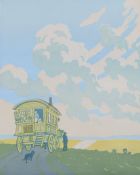 John Hall Thorpe (1874-1947 British), 'The Caravan', colour woodcut print, signed and titled to