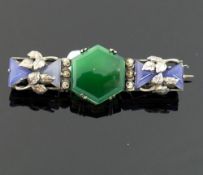 A selection of blue and green agate set jewellery comprised of three brooches, three pendants and
