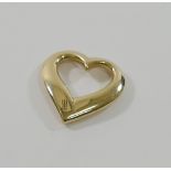 An American James Avery yellow metal open heart pendant, with maker's mark, stamped '585', 2cm long,