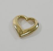 An American James Avery yellow metal open heart pendant, with maker's mark, stamped '585', 2cm long,