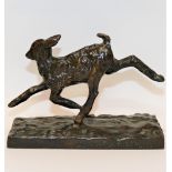 Ary Jean Leon Bitter (1883-1973), a gamboling lamb, bronze, on rectangular plinth, signed, 12.5cm