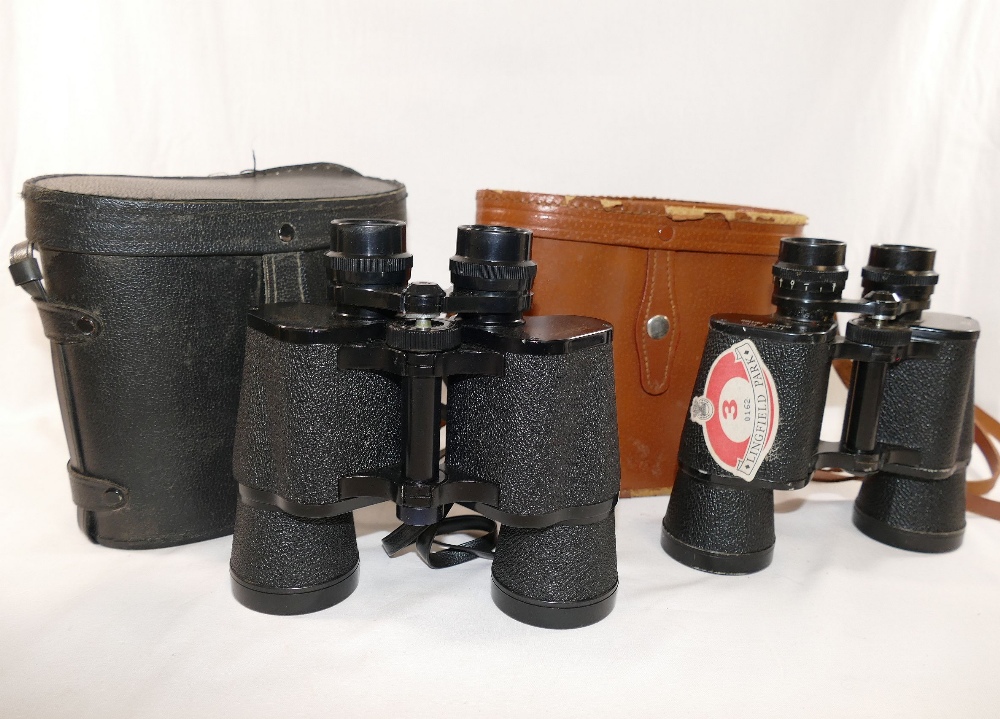 Three pairs of vintage binoculars comprised of a pair of Skybolt 10 x 50, Ross of London Steplux 7 x - Image 2 of 2