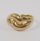 An American James Avery yellow metal knot ring, with maker's mark, stamped '585', finger size U, 9.